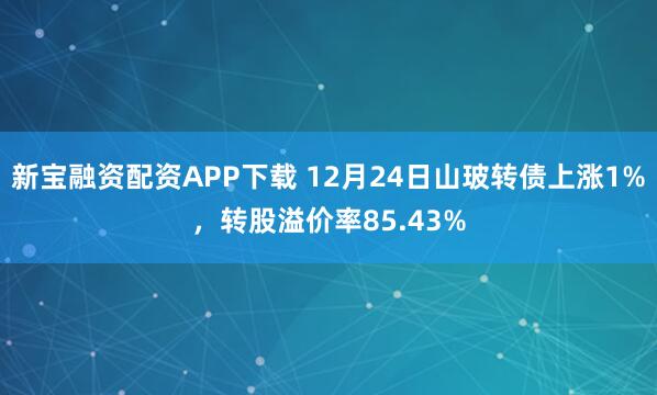 新宝融资配资APP下载 12月24日山玻转债上涨1%，转股溢价率85.43%