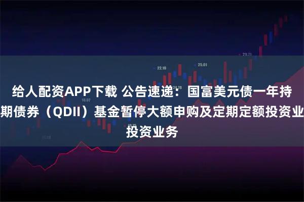 给人配资APP下载 公告速递：国富美元债一年持有期债券（QDII）基金暂停大额申购及定期定额投资业务